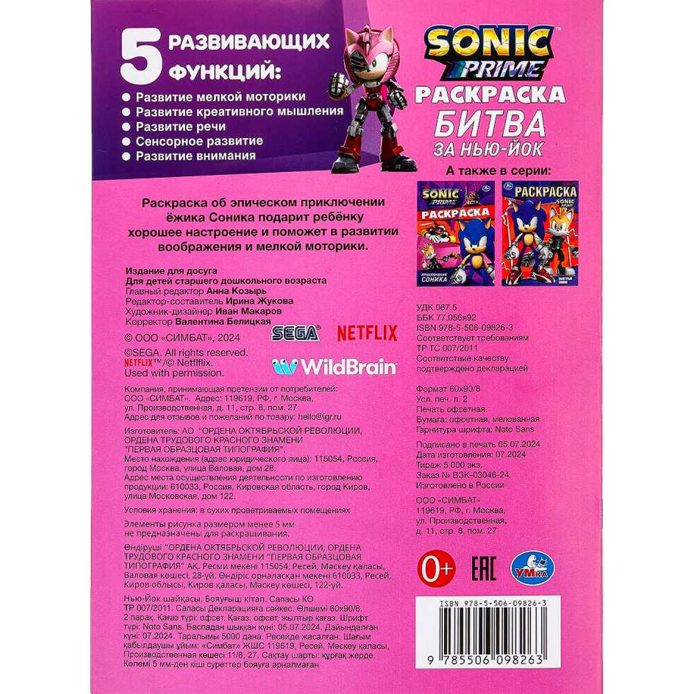 Раскраска 9785506098263 Битва за Нью-Йок. Sonic