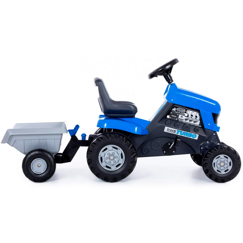 Каталка-трактор с педалями Turbo синяя с полуприцепом 84637 П-Е /1/