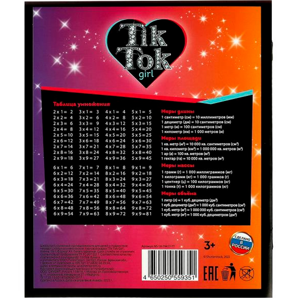 Тетрадь 18 л клетка TIK TOK GIRL диз 8 NS-18-79417-TT