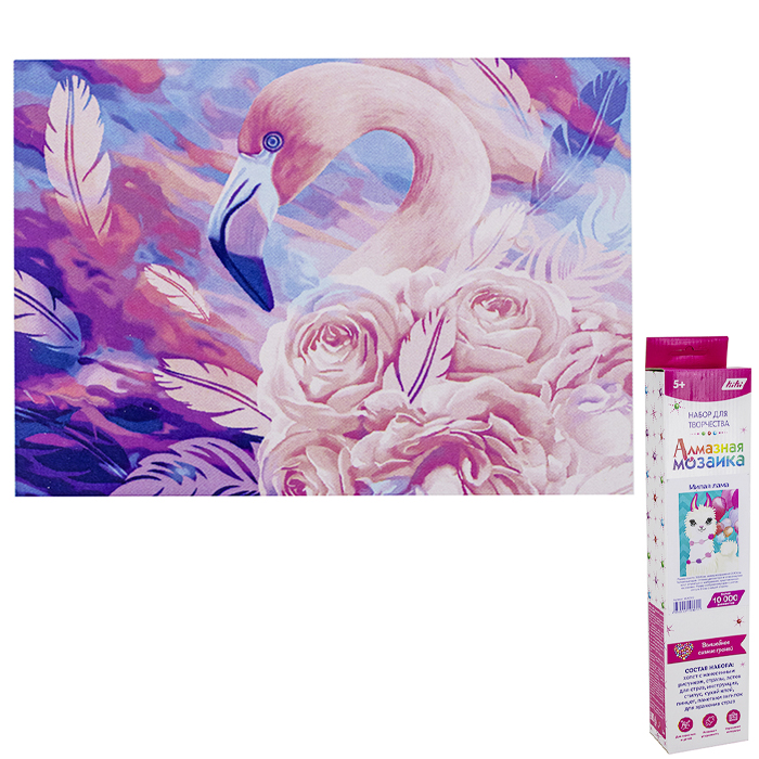 Набор ДТ Алмазная мозаика Розовый фламинго 30*40 см полная выкладка MOZ016.