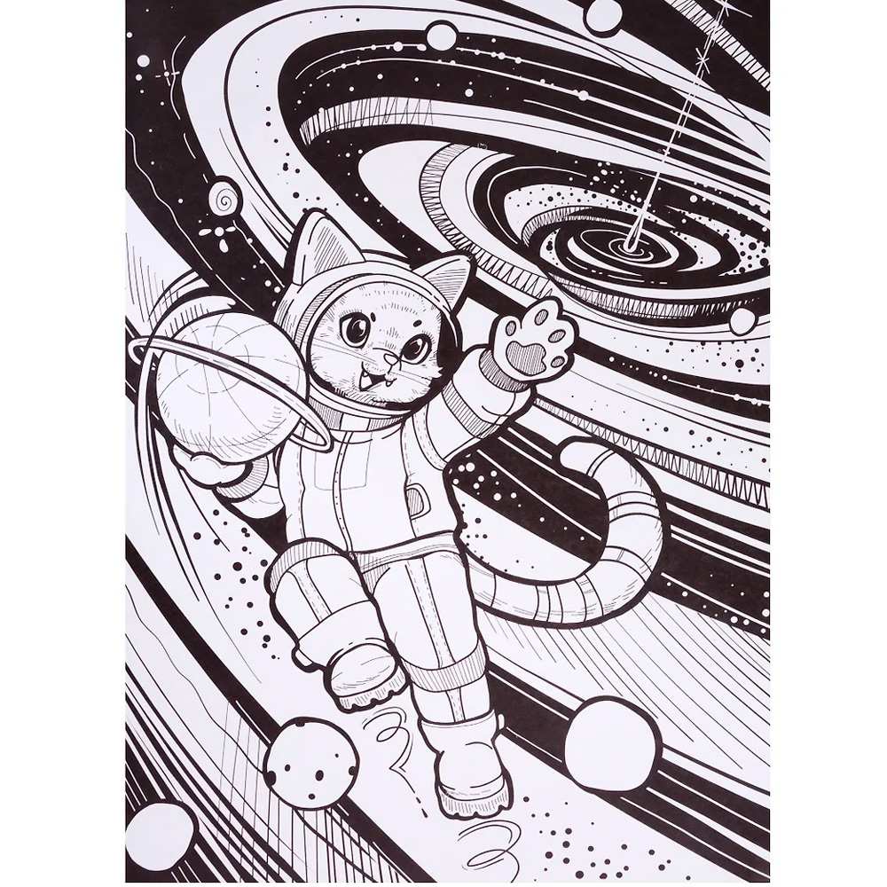 Раскраска МАКСИ на чёрном фоне. Коты в космосе 4660136227472 Раскраска МАКСИ на чёрном фоне. Коты в космосе 4660136227472