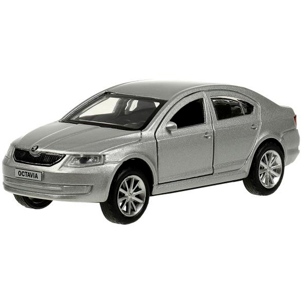 Модель OCTAVIA-12-SR SKODA OCTAVIA 12 см, двери, багаж, инерц. серебристый Технопарк  в коробке