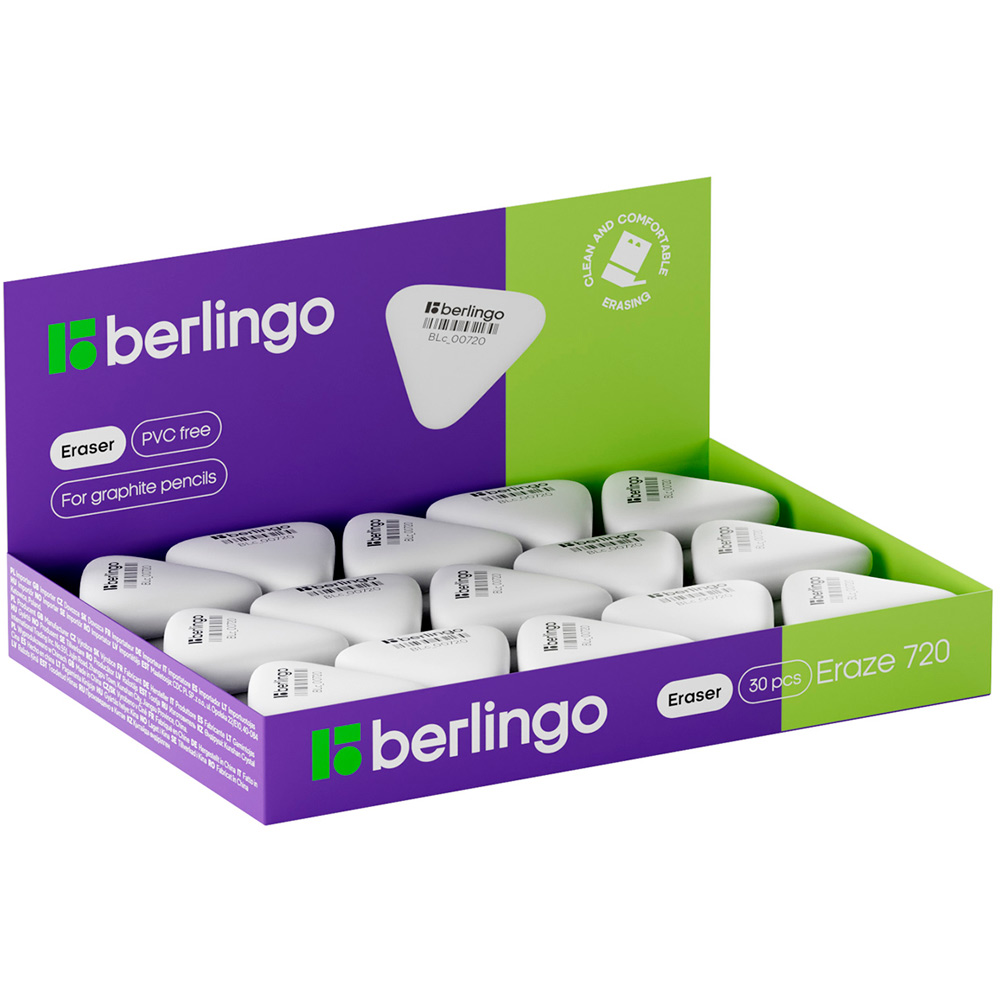 Ластик Berlingo Eraze 720 треугольный термопластичная резина, 34*33*9мм (малый) 350538.