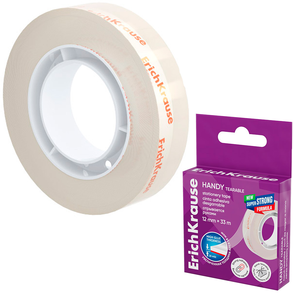 Клейкая лента Handy tearable, 58736 12ммх33м ErichKrause