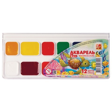 Акварель 12 цв Zoo медовая б/к 19С 1249-08 /ЛУЧ/ Акварель 12 цв Zoo медовая б/к 19С 1249-08 /ЛУЧ/