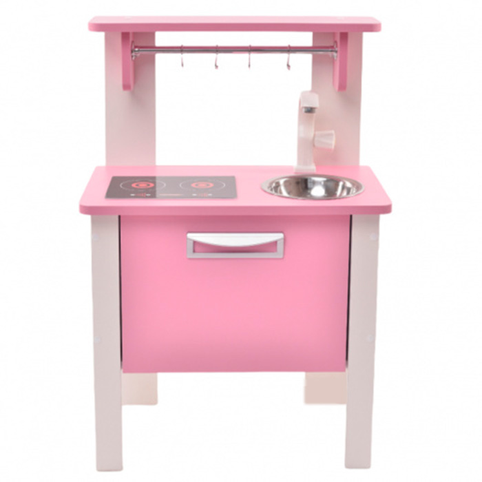 Кухня Элегантс с имитацией плиты (наклейкой) белый корпус, розовые фасады 