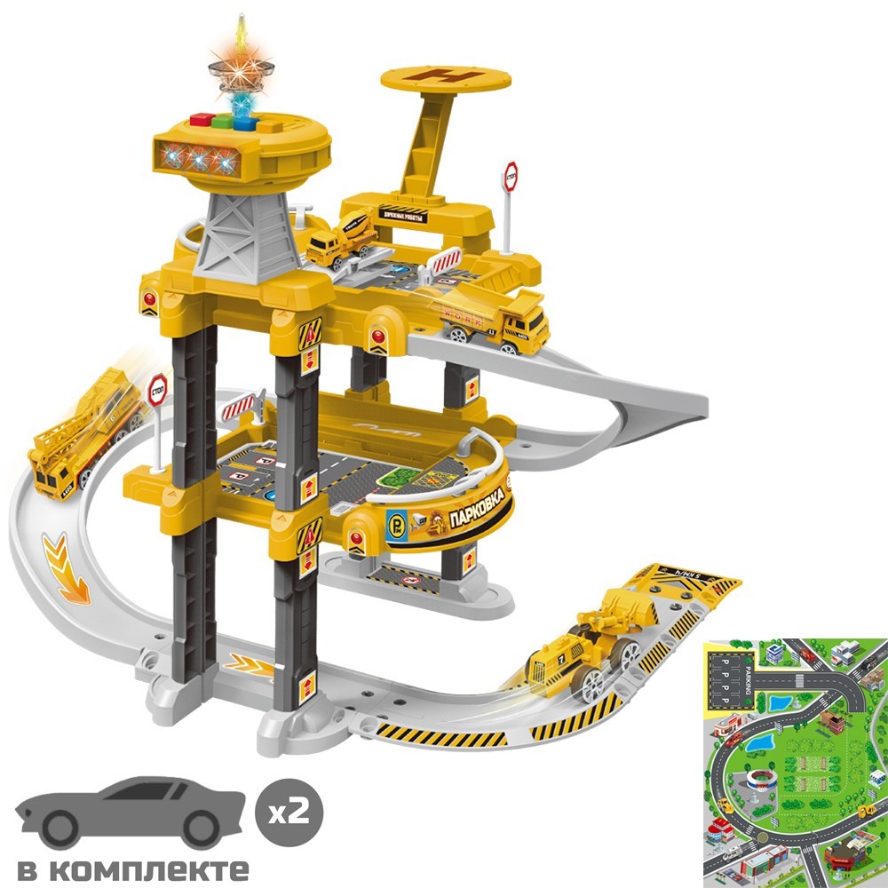 Парковка MK660-A306 Young Racer Авто-трек дорожные службы, машины меняют цвет  в кор.