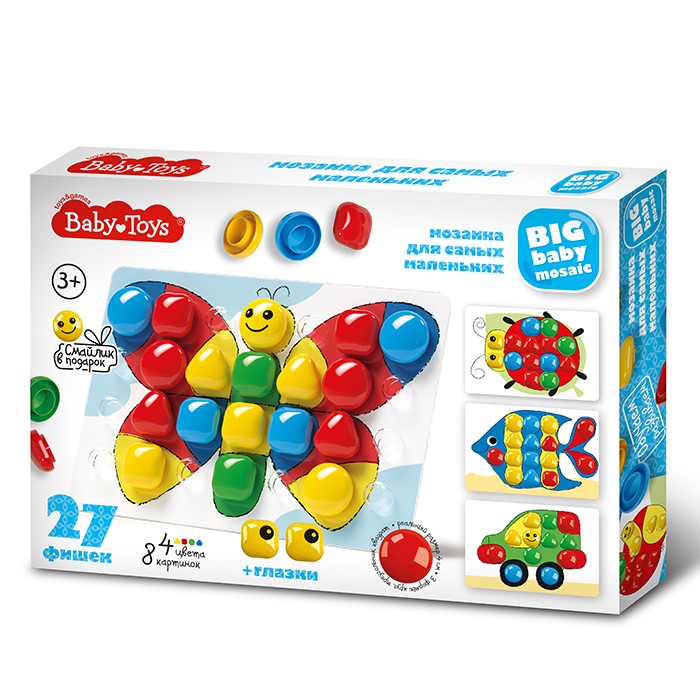 Набор для творчества Мозаика для самых маленьких Бабочка d40/4 27 эл. BABY TOYS 03580