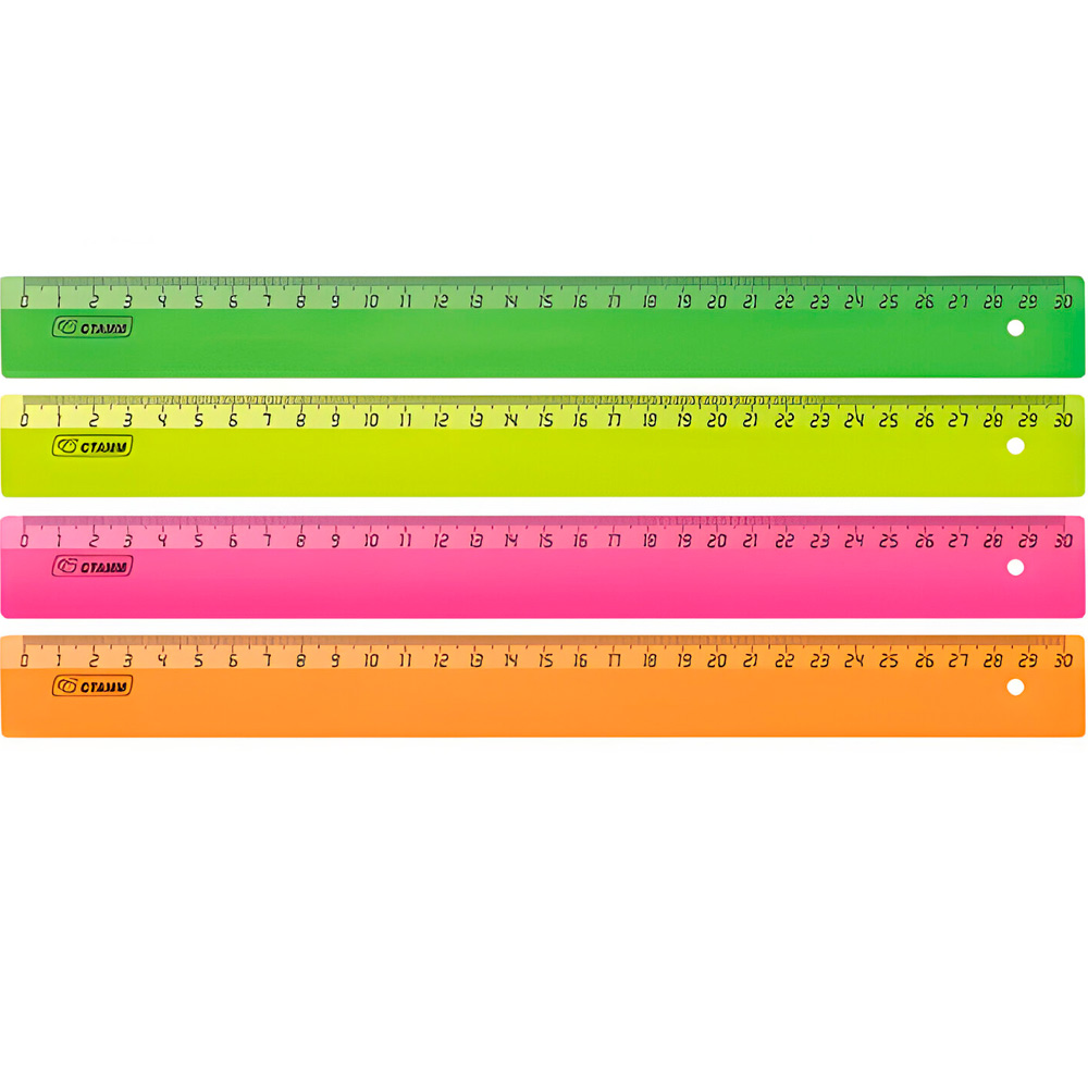 Линейка пласт. 30 см цветная.